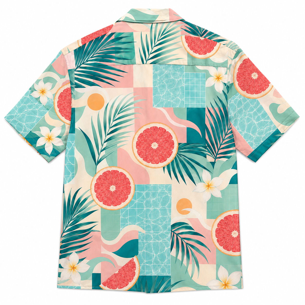 Summer Tropical Print Short Sleeve Beach Shirt -53