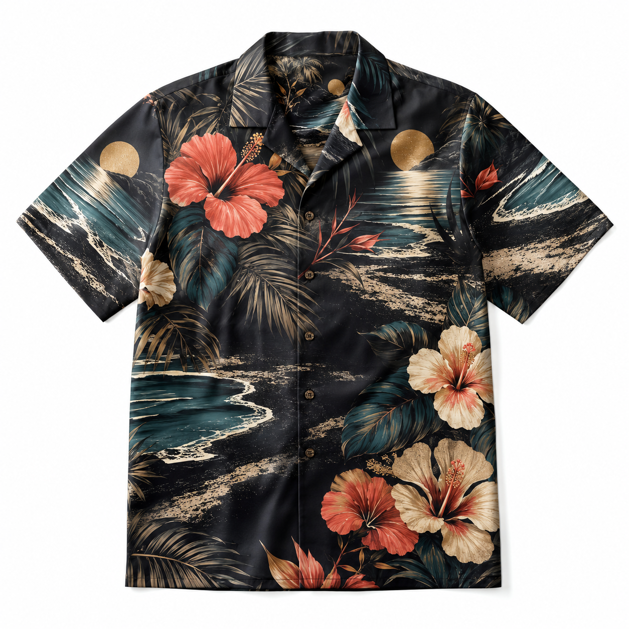 Summer Tropical Print Short Sleeve Beach Shirt -58