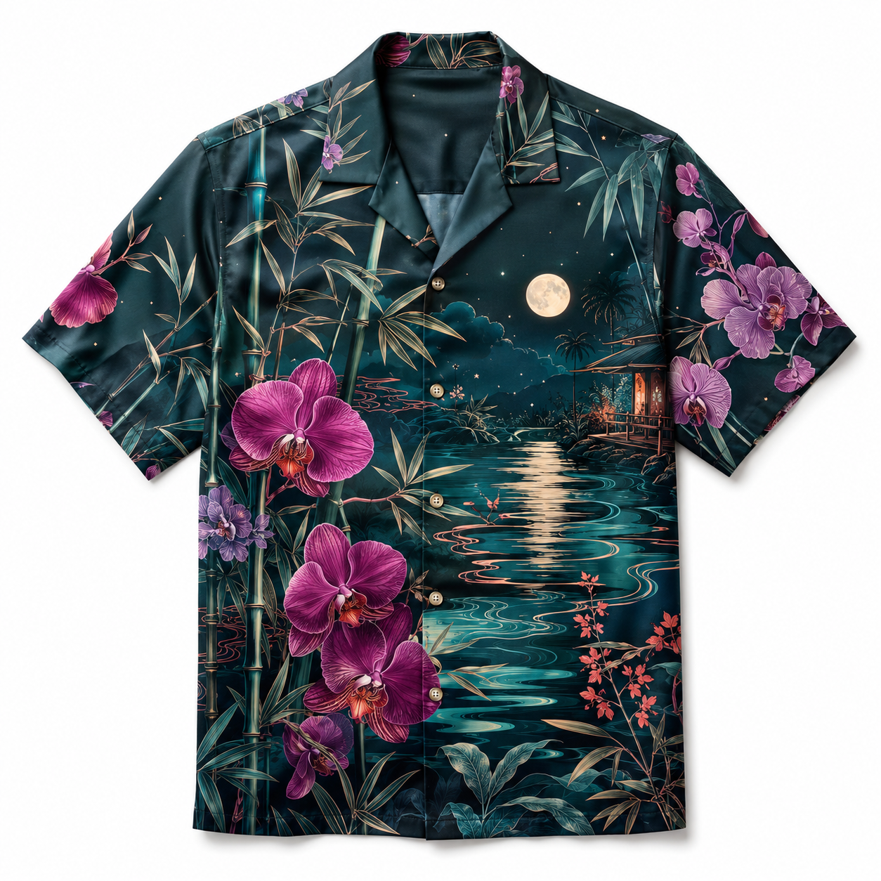 Summer Tropical Print Short Sleeve Beach Shirt -45