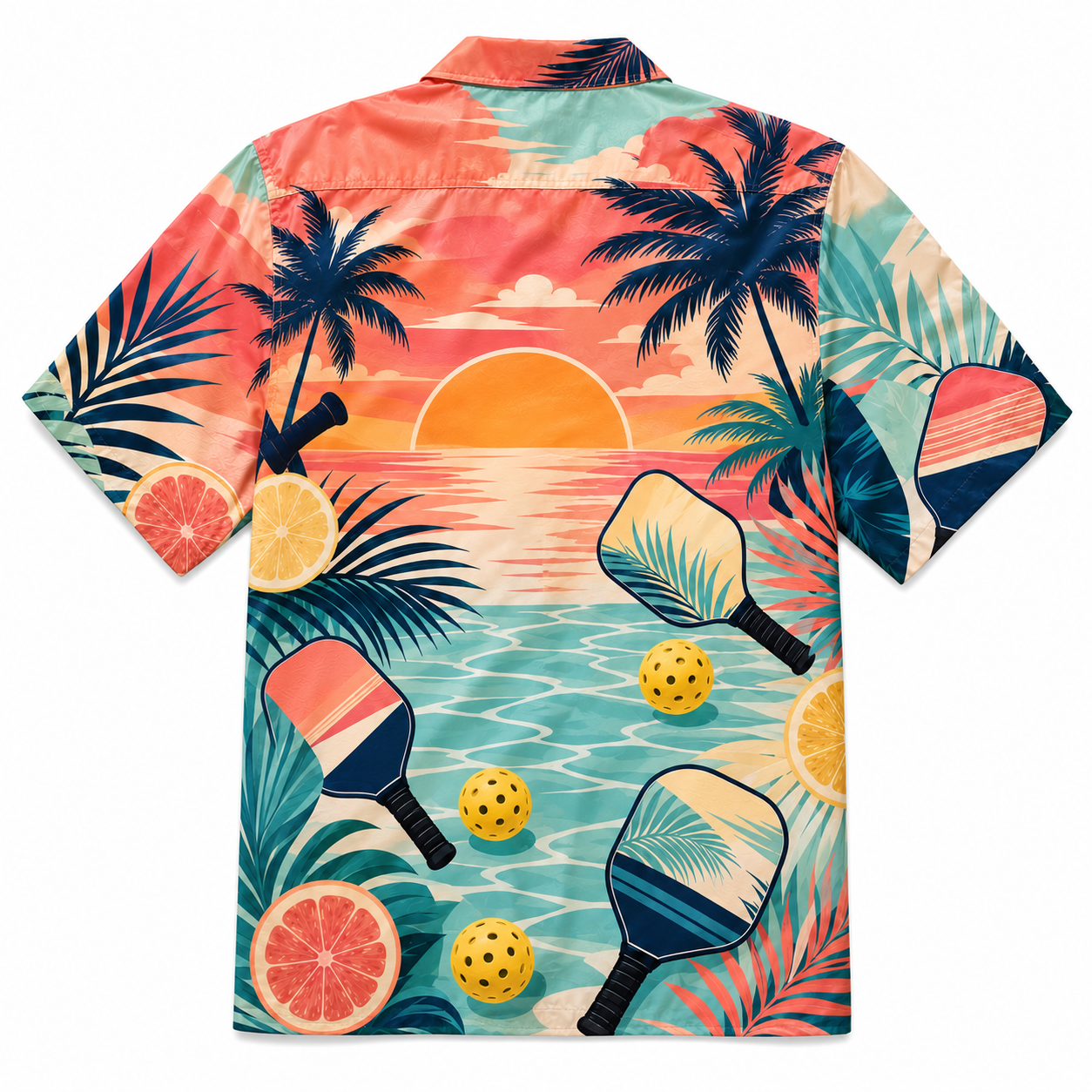 Summer Tropical Print Short Sleeve Beach Shirt -66