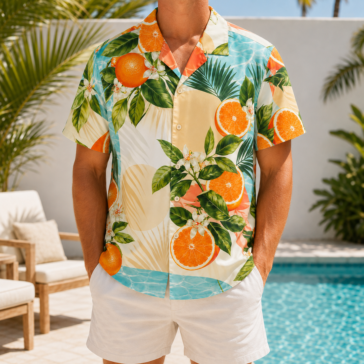 Summer Tropical Print Short Sleeve Beach Shirt -32
