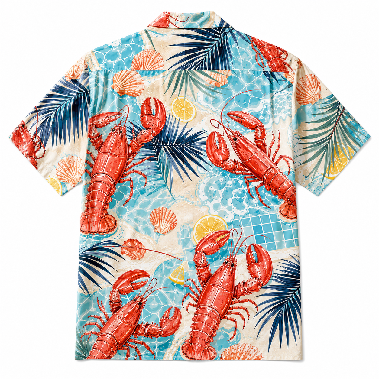 Summer Tropical Print Short Sleeve Beach Shirt -46