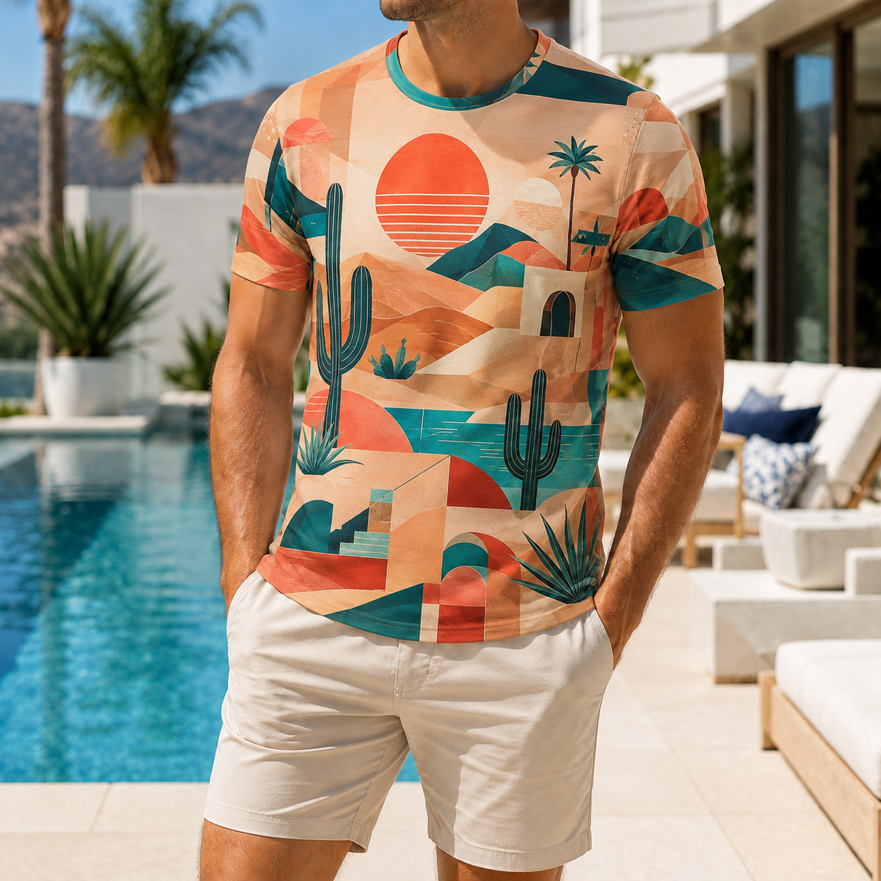 Men's Vintage Tropical Beach Resort Short Sleeve T-Shirt -25