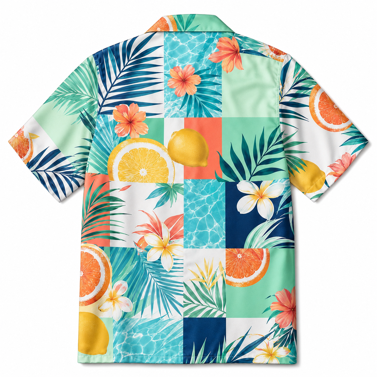 Summer Tropical Print Short Sleeve Beach Shirt -44