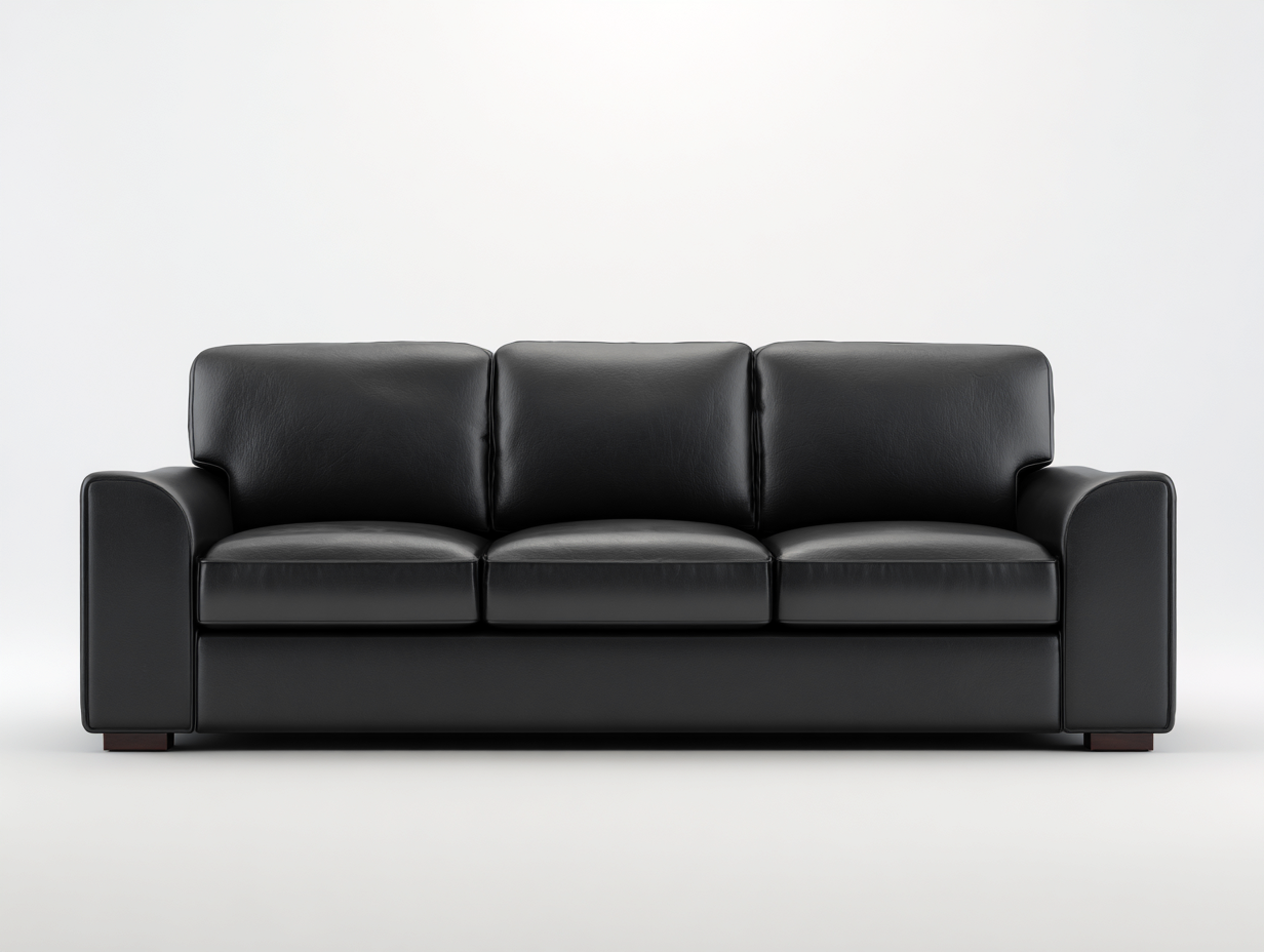 Sofás lineales de piel sintética 210x88x82 cm - Negro - diseño moderno para salón-Rovorasahaus
