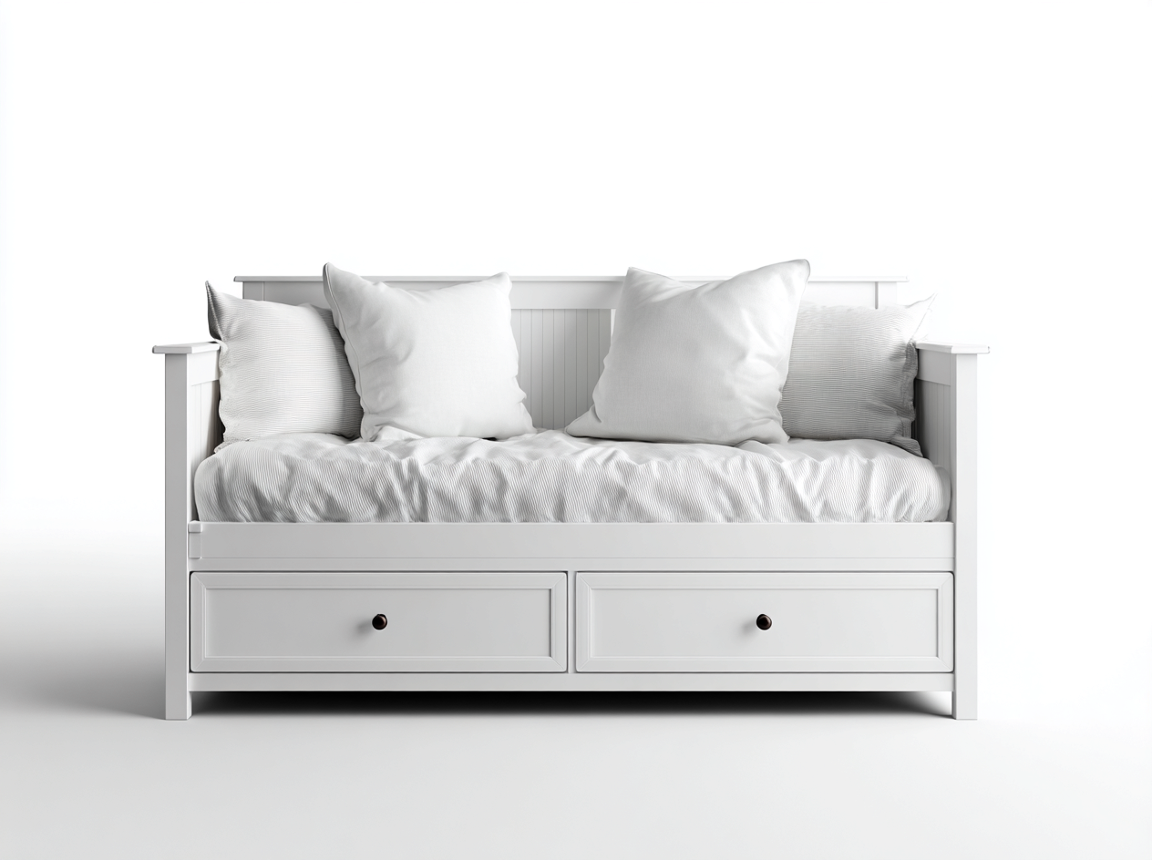 Sofás cama 200x90x85 cm madera blanco para salón con 2 cajones - diseño funcional estilo moderno-Rovorasahaus