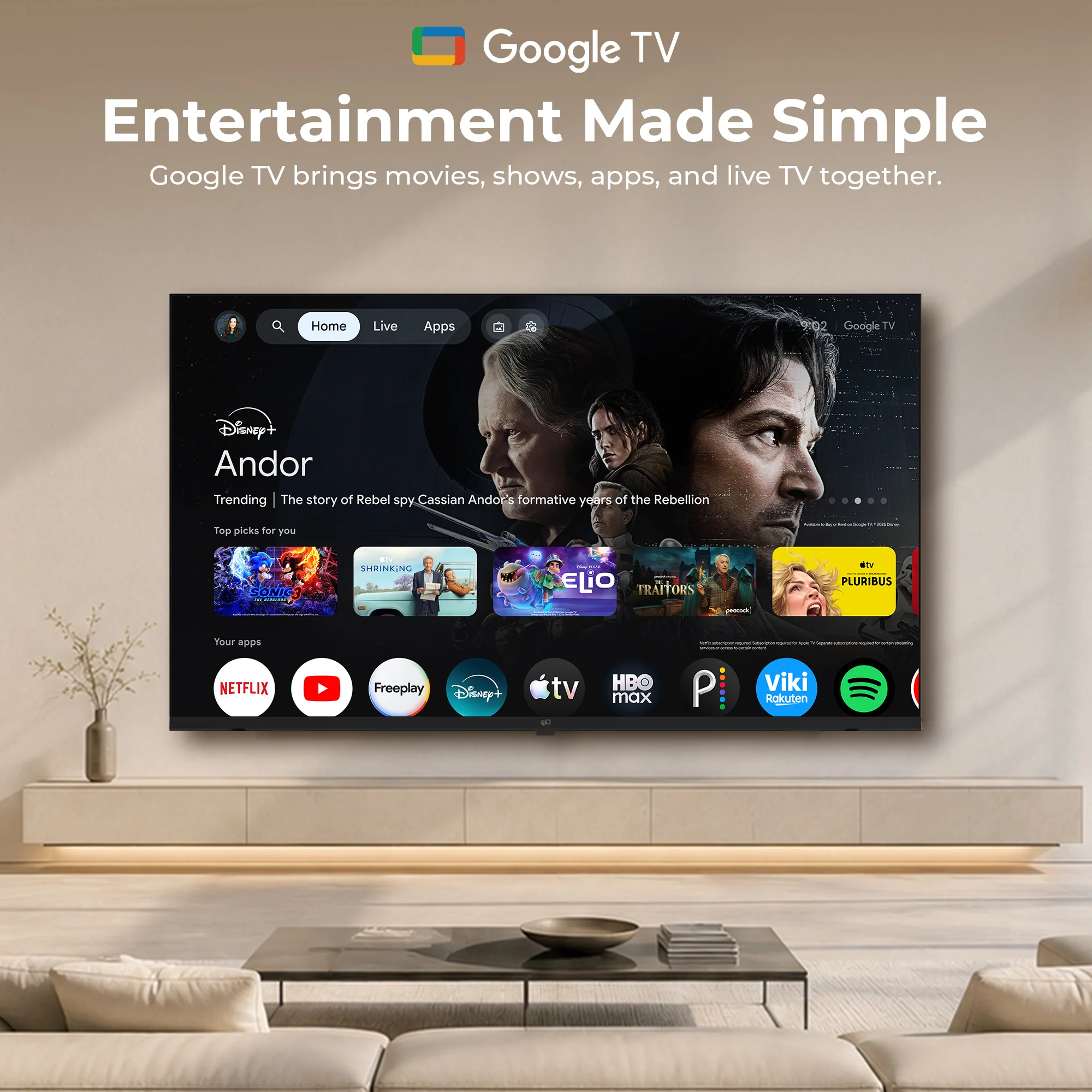 FPD 40-Inch Google TV with streaming apps