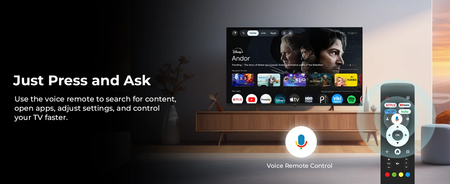 FPD Google TV with Google Assistant voice remote control
