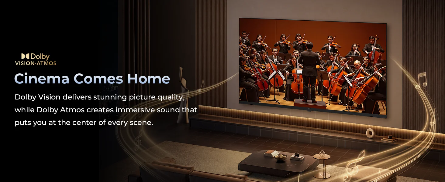 FPD 4K Google TV with Dolby Vision and Dolby Atmos home cinema experience