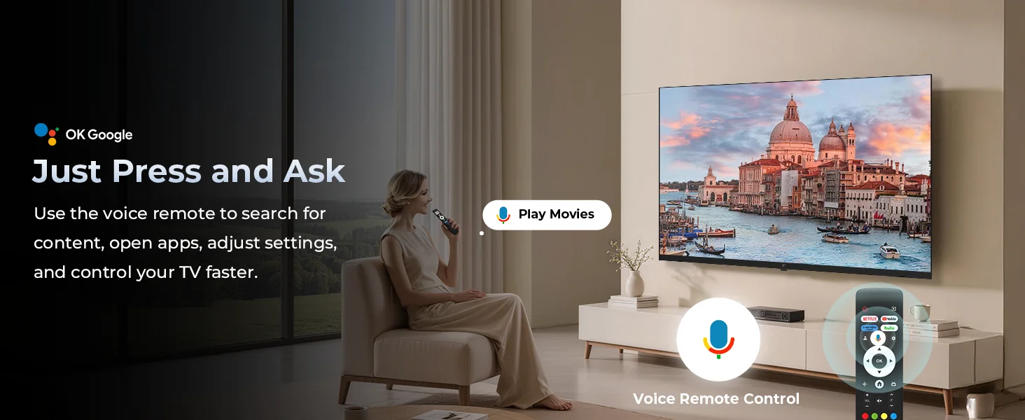 FPD Google TV with Google Assistant voice remote control