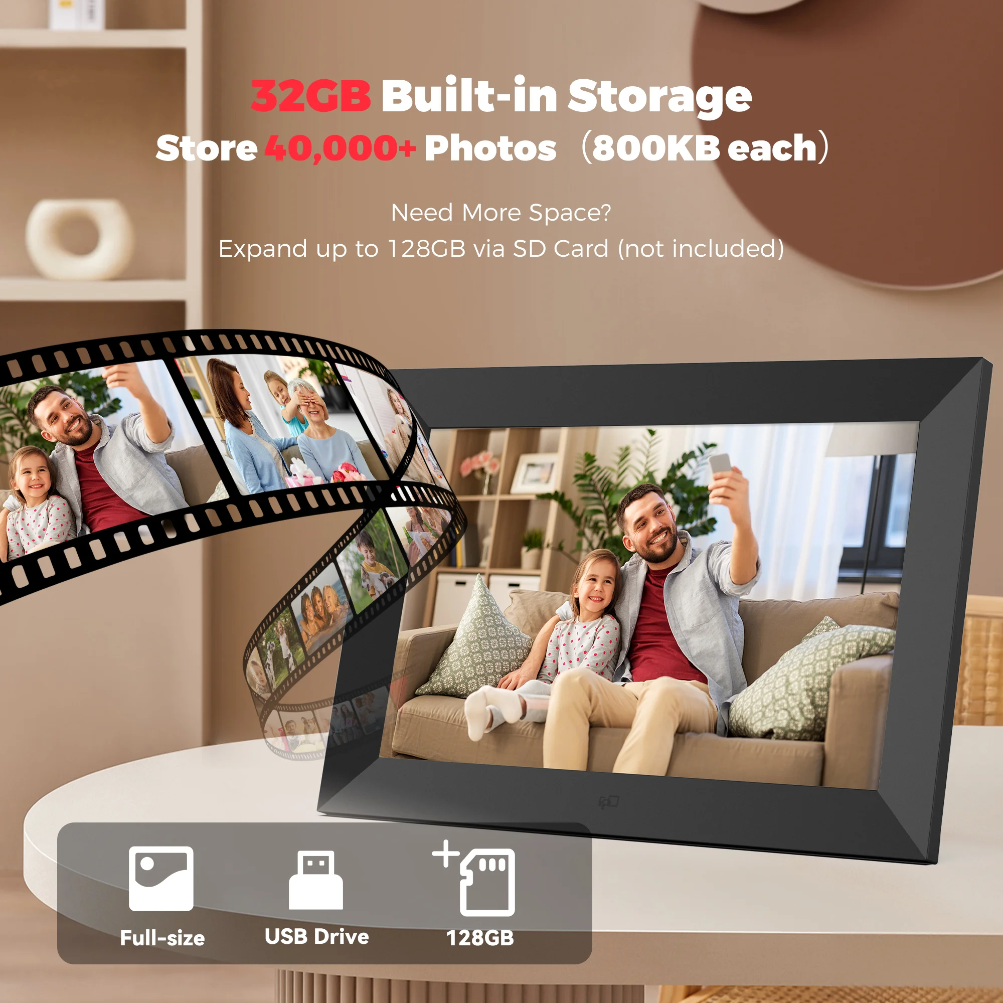 32GB Built-In Storage for Photos and Videos