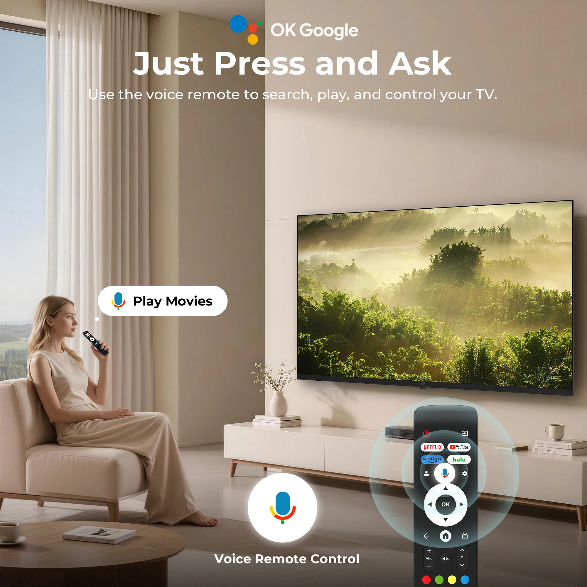FPD 40-Inch Google TV with Google Assistant voice remote