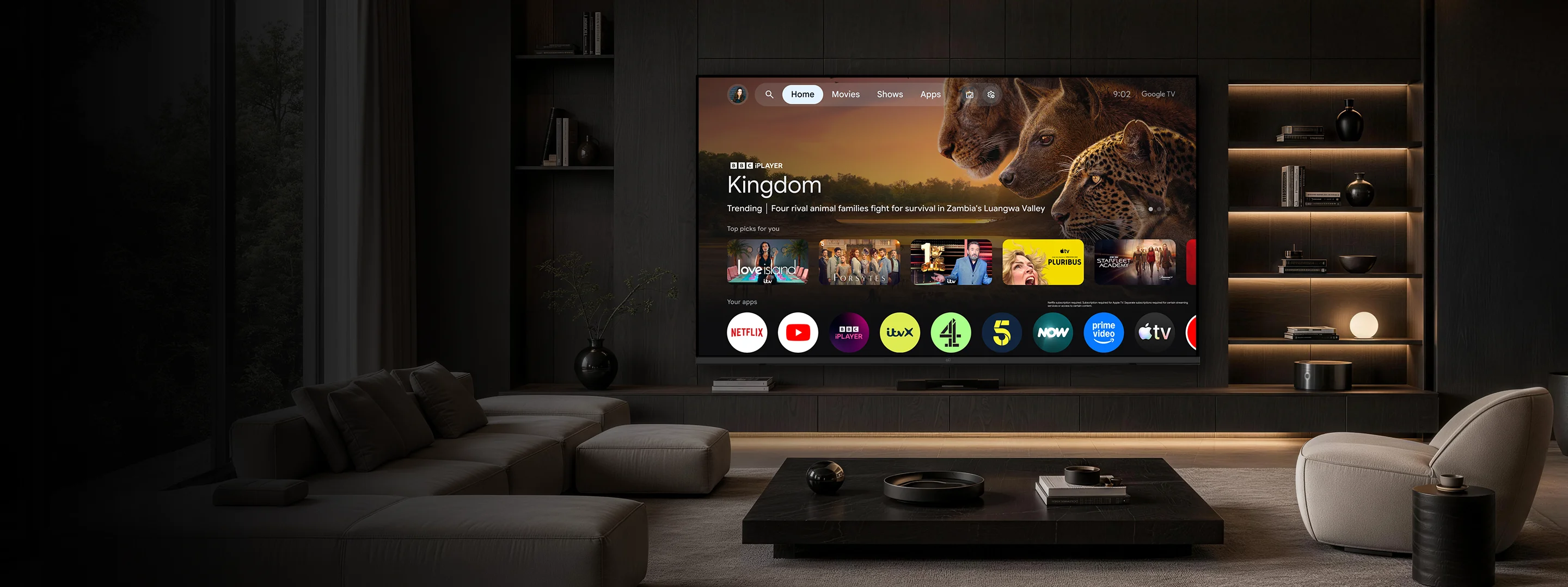 FPD smart TV in modern living room for streaming and home entertainment