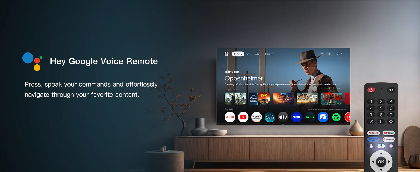 FPD Google TV with Google Assistant voice remote