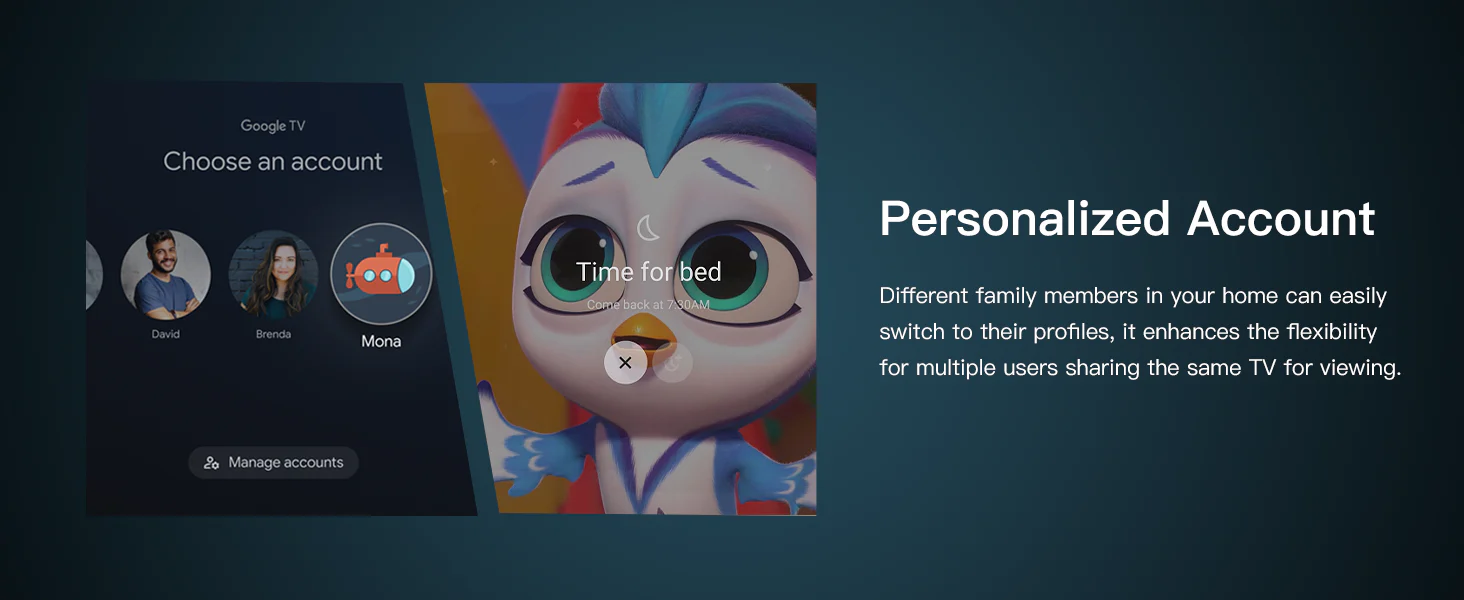 FPD Google TV with personalised user accounts