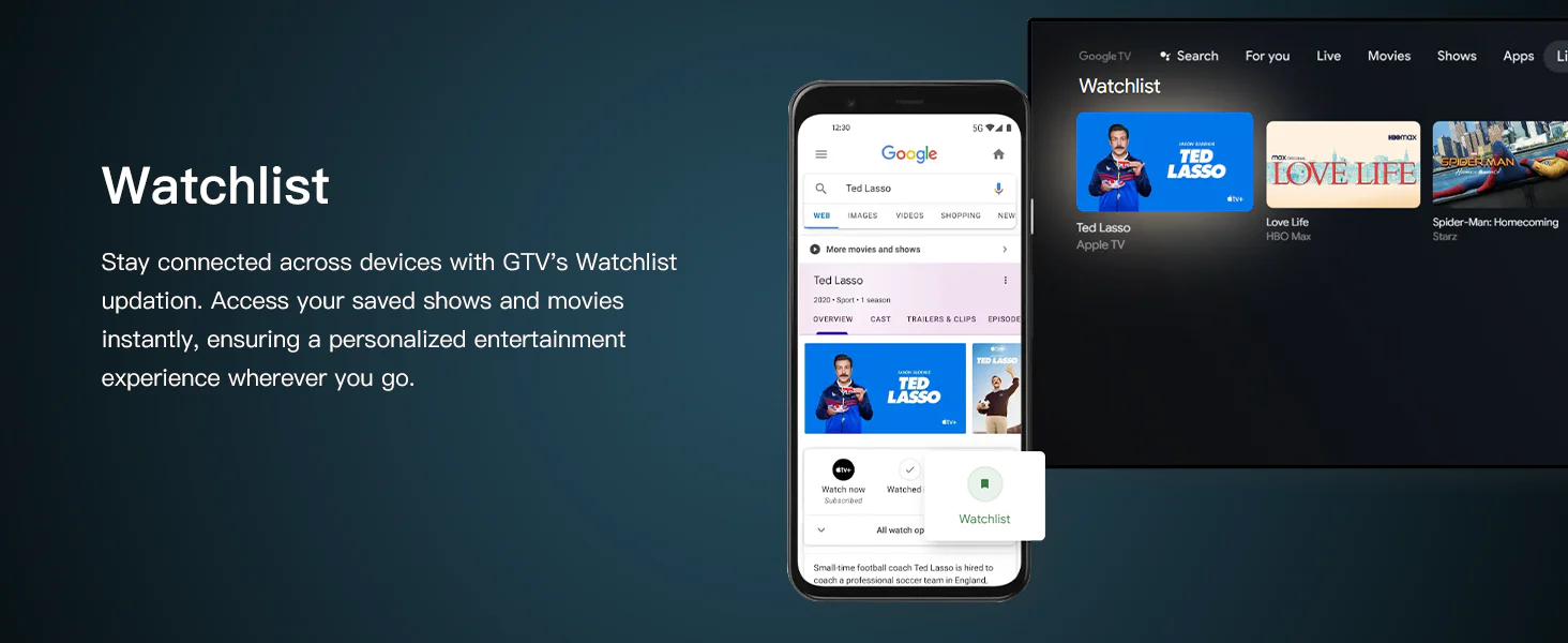 FPD Google TV with Watchlist across devices