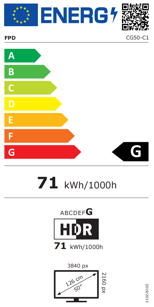 FPD CG50-C1 EU Energy Label, Energy Efficiency Class G