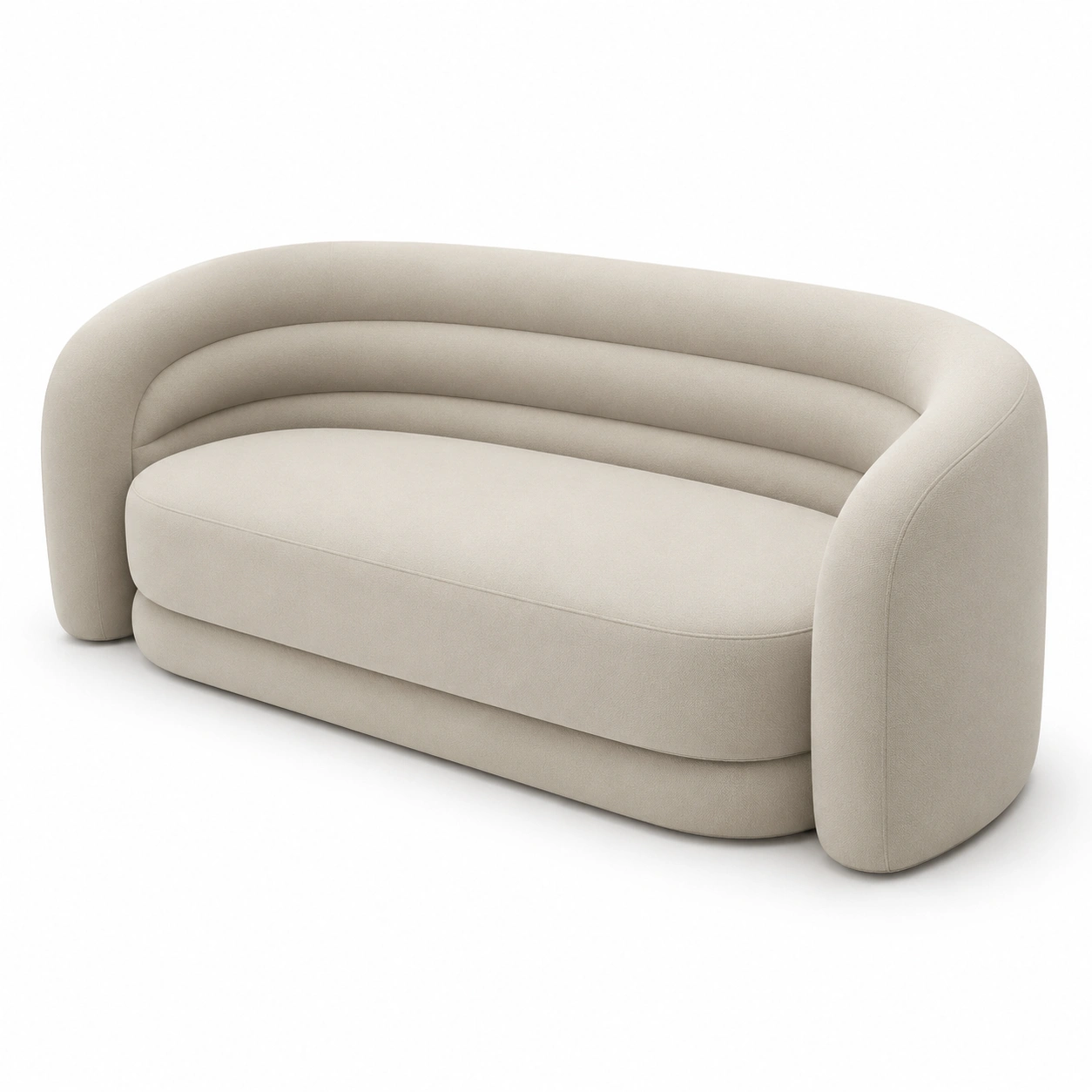 Sofa curvo color beige-nuvoracasa