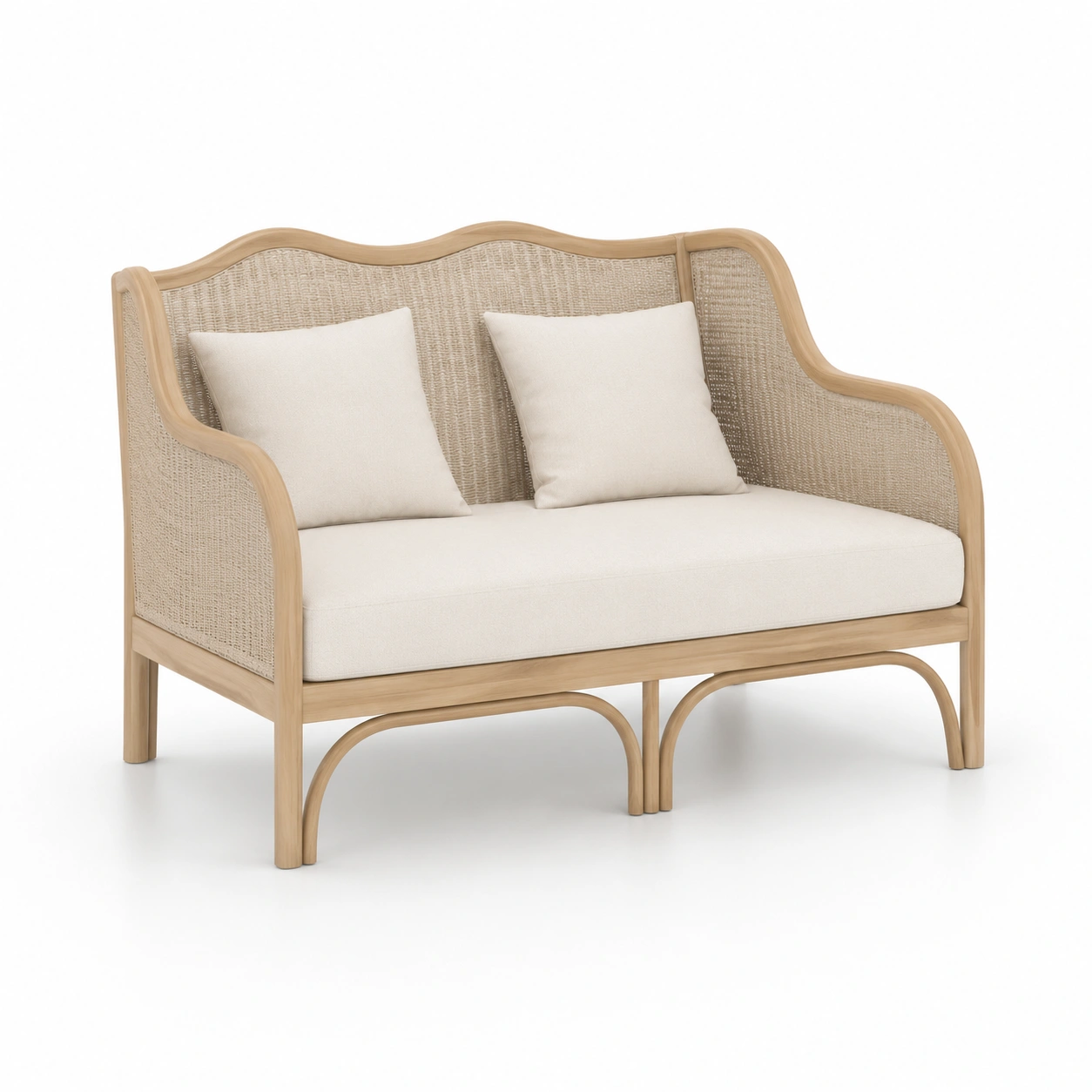 Sofa de 2 plazas de ratan color marfil-nuvoracasa