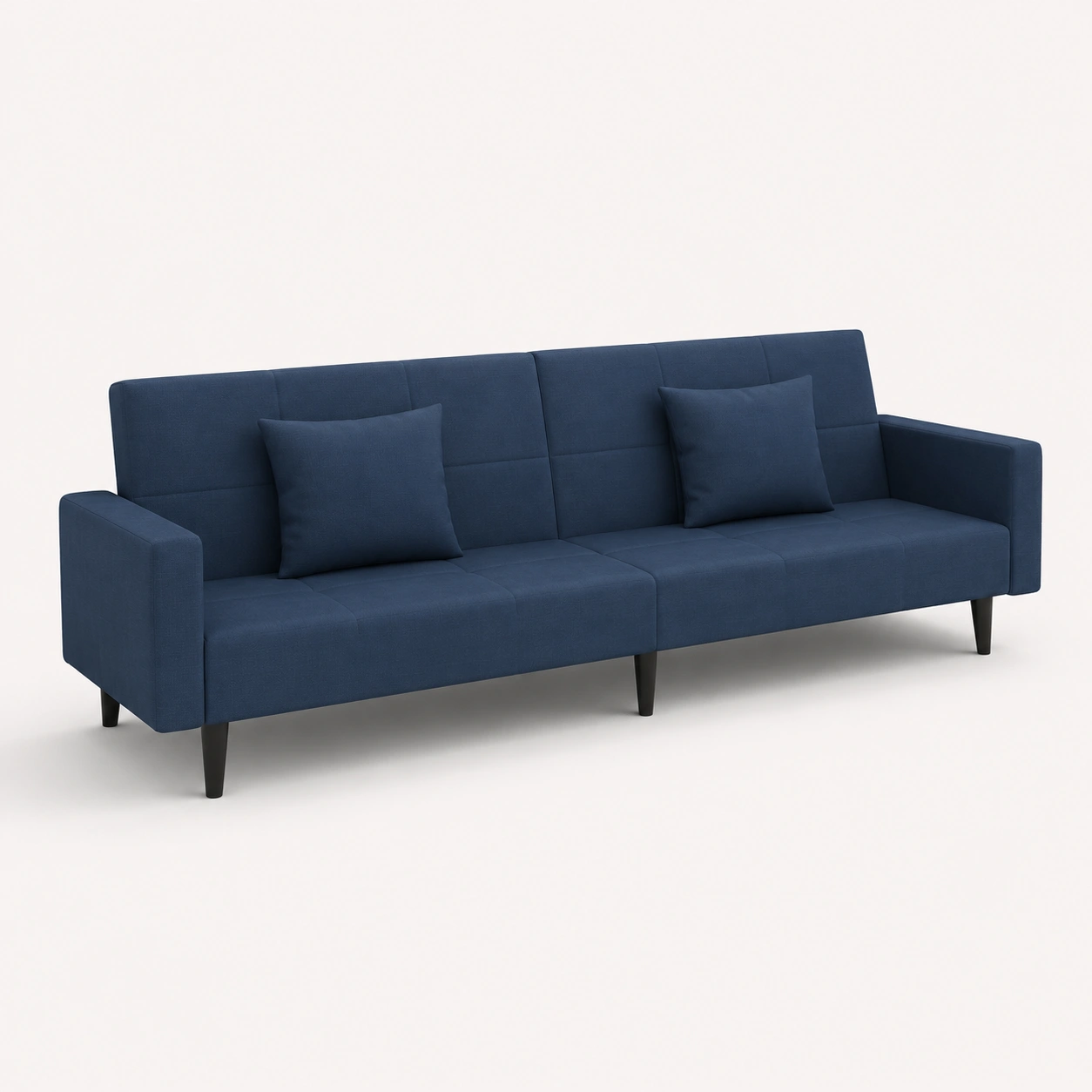 Sofa azul de 3 plazas con cojines-nuvoracasa