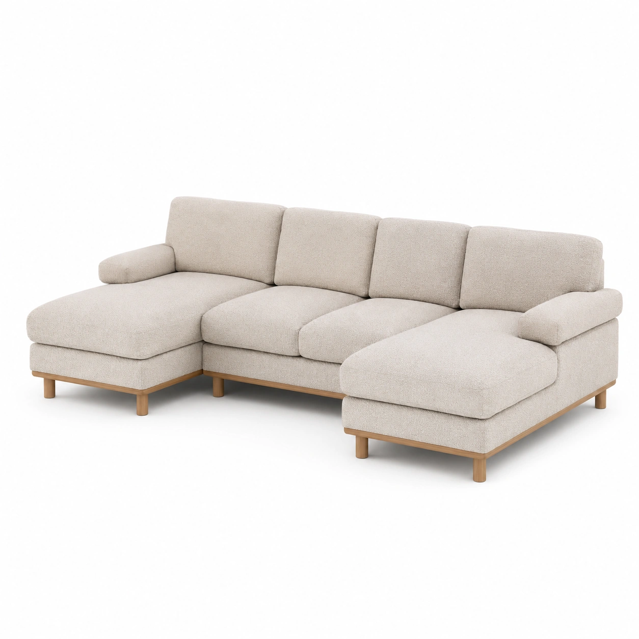 Sofa esquinero con doble chaise longue beige marfil-nuvoracasa