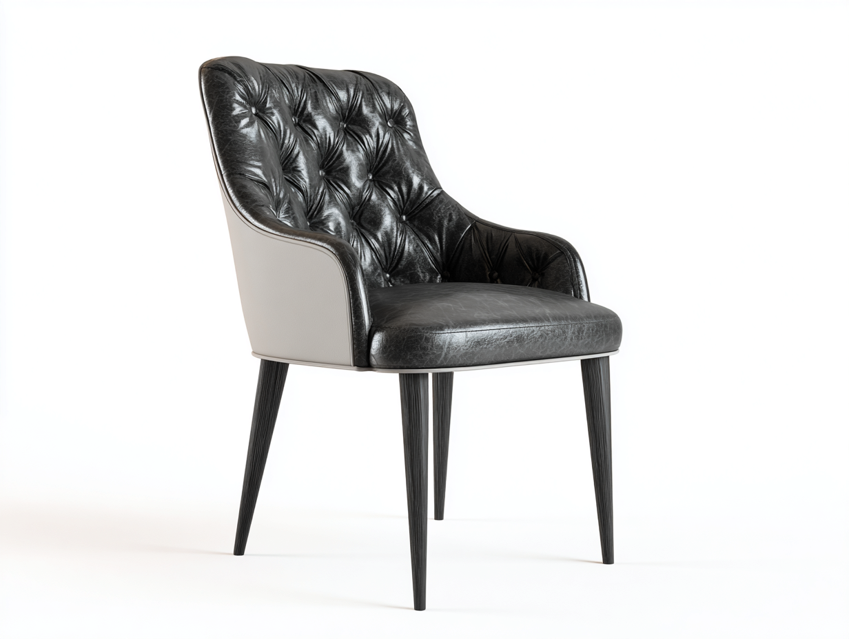 Sillas de comedor de piel sintética y madera 62x58x86 cm - Negro-Beige - diseño capitoné para comedor-Lasalidecor