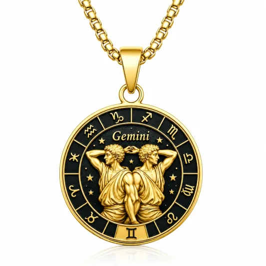 Naszyjnik Znak Zodiaku Bliźnięta Złoty 3D-meubelora