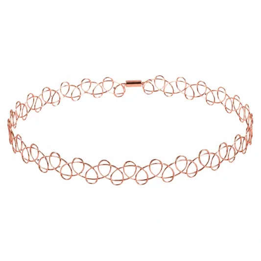 Różowy druciany naszyjnik choker-meubelora