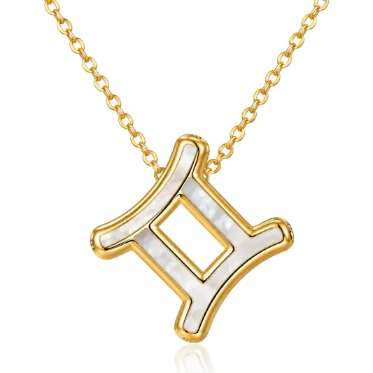 Naszyjnik Zodiakalny Bliźnięta Złoty/Biały-maldriven