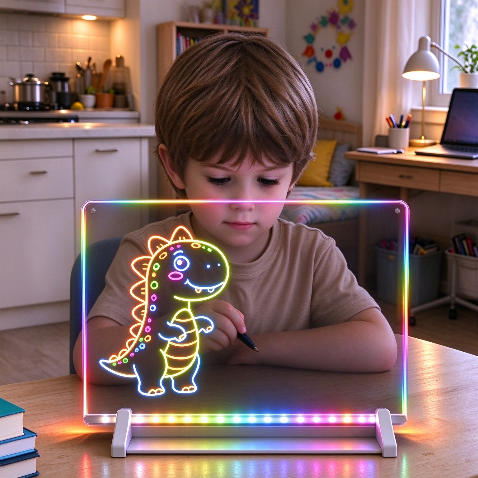 Dimmable LED Acrylic Message Board | Light-Up Erasable Drawing Board, DIY Glow Memo Night Light