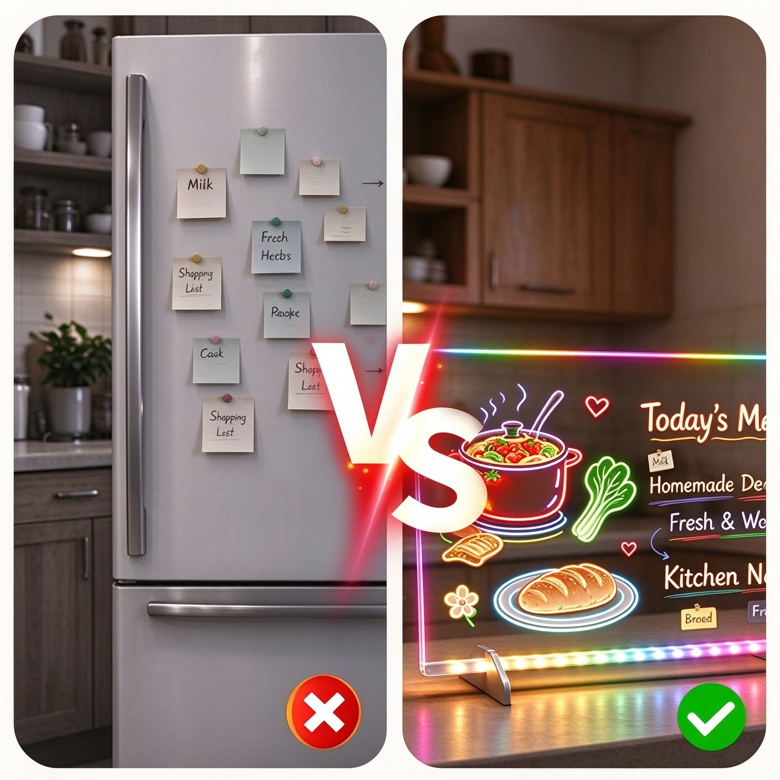 Dimmable LED Acrylic Message Board | Light-Up Erasable Drawing Board, DIY Glow Memo Night Light