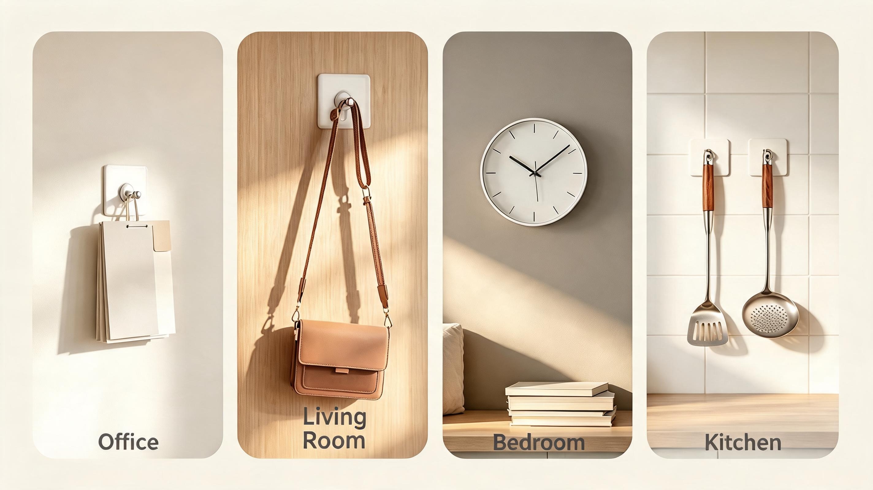 Drill Free Adhesive Hooks,Picture Hangers Without Nails,Adhesive Wall Mount Screw Hooks for Hanging,Nail Free Wall Hangers for Kitchen,Bathroom (Transparent/ 12PCS, 2.36 * 3.93 inch)