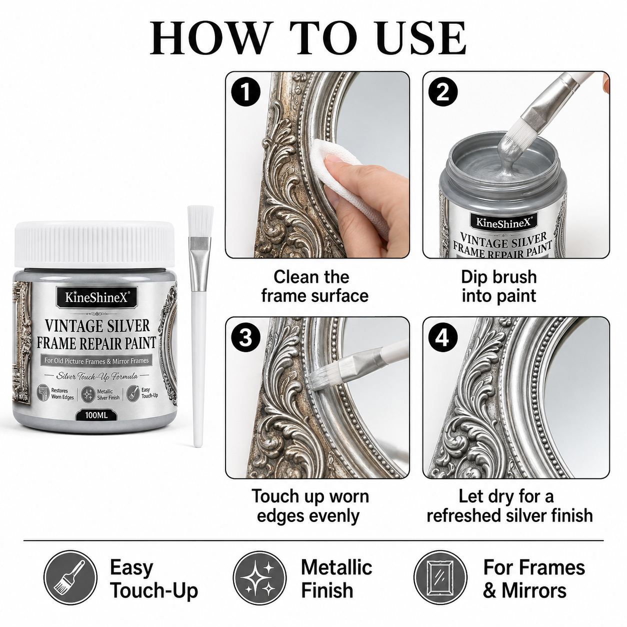 Gold Metallic Refinishing Repair Paste with Brush