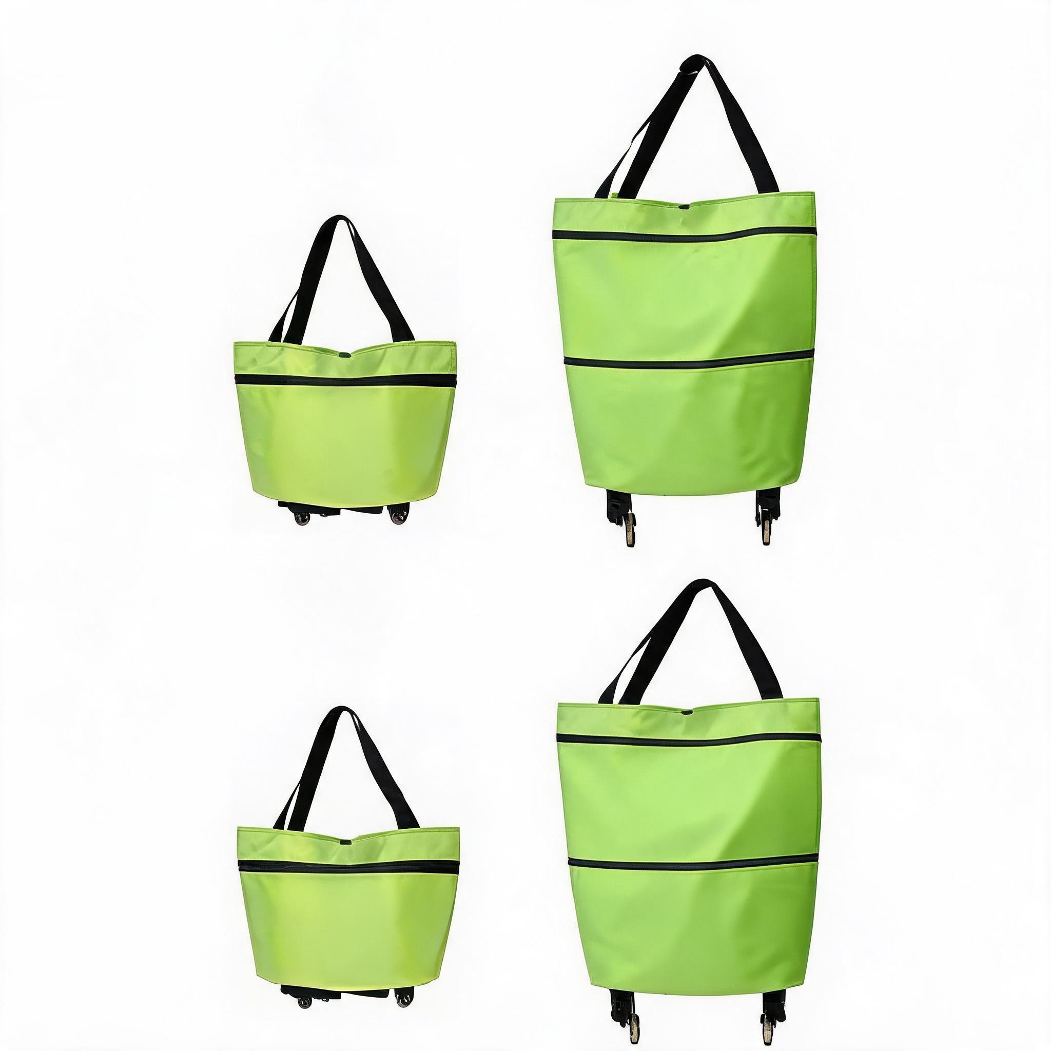 【10inch*18inch】Foldable Shopping Trolley Bag with Wheels, Portable Reusable Grocery Tote, Lightweight Rolling Shopping Cart Bag with Carry Handles for Supermarket, Travel, Laundry and Daily Use