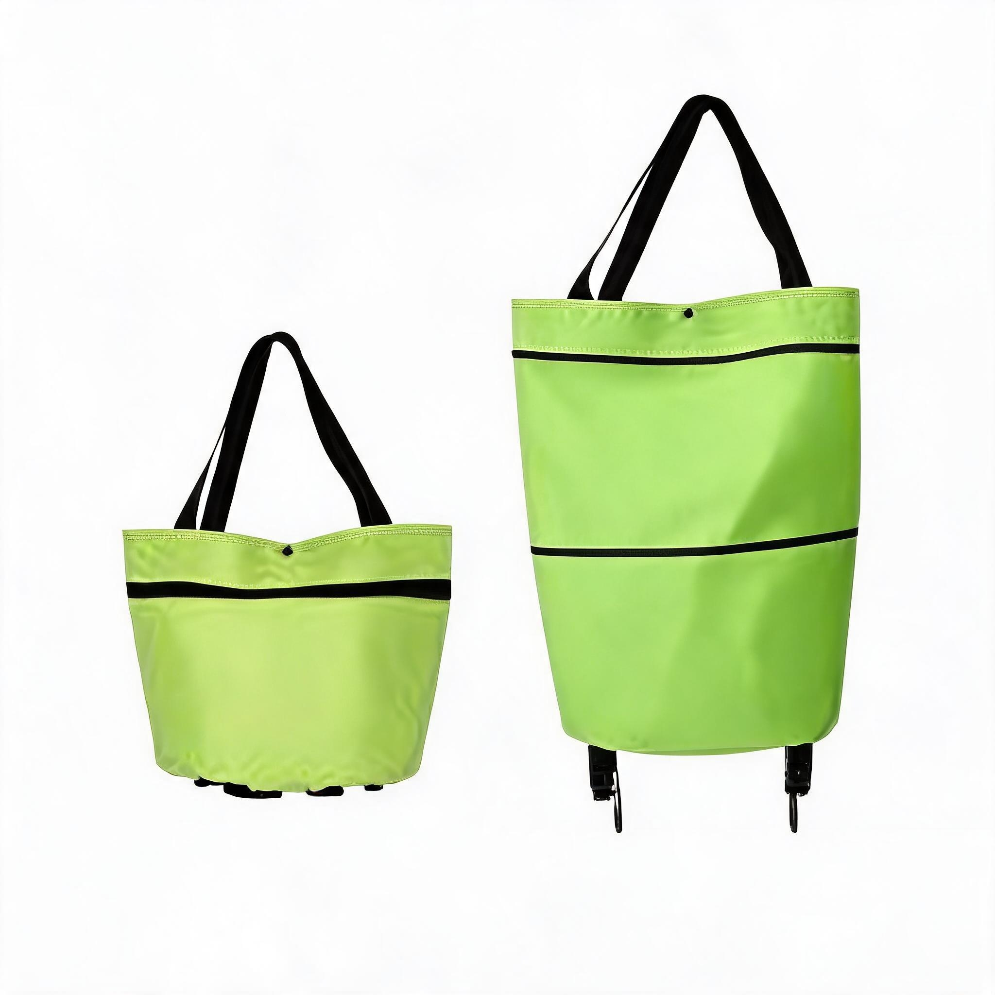 【10inch*18inch】Foldable Shopping Trolley Bag with Wheels, Portable Reusable Grocery Tote, Lightweight Rolling Shopping Cart Bag with Carry Handles for Supermarket, Travel, Laundry and Daily Use