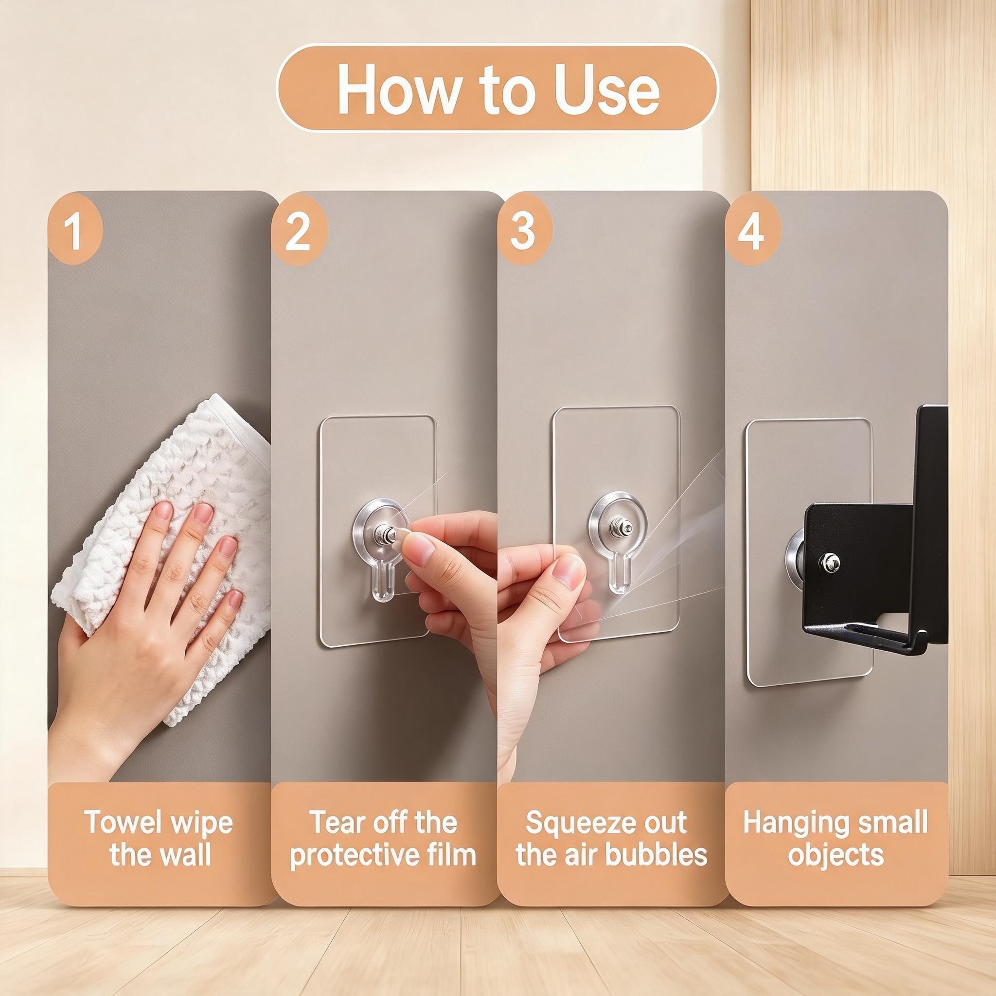 Drill Free Adhesive Hooks,Picture Hangers Without Nails,Adhesive Wall Mount Screw Hooks for Hanging,Nail Free Wall Hangers for Kitchen,Bathroom (Transparent/ 12PCS, 2.36 * 3.93 inch)