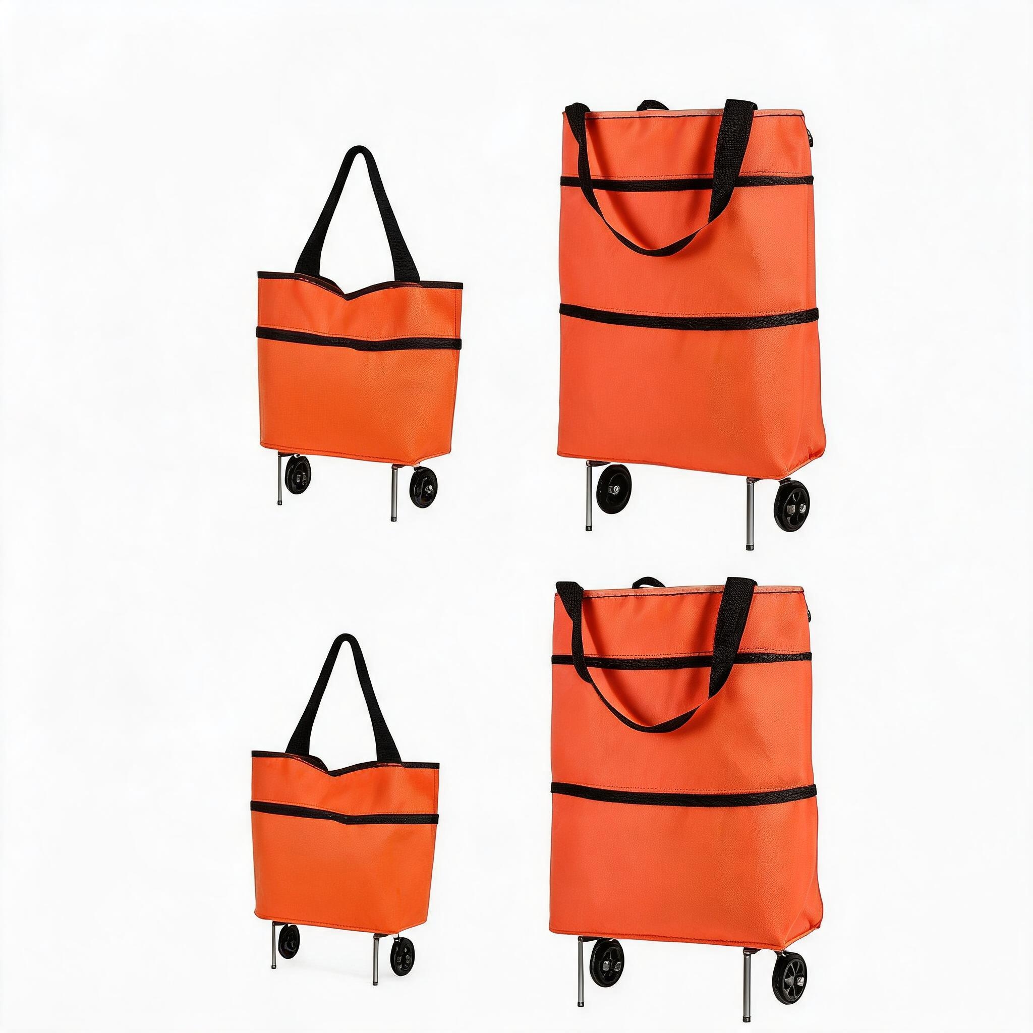 【10inch*18inch】Foldable Shopping Trolley Bag with Wheels, Portable Reusable Grocery Tote, Lightweight Rolling Shopping Cart Bag with Carry Handles for Supermarket, Travel, Laundry and Daily Use