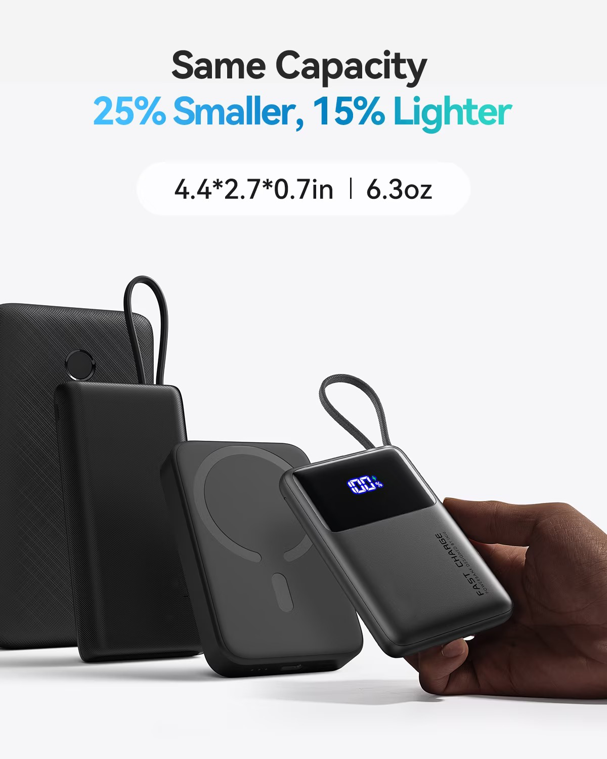 10,000 mAh Portable Power Bank with USB-C Cable, 45W Fast Portable Charger, Battery Pack with LED Display Compatible with iPhone and Android Phone,Hiking,Travel Essentials