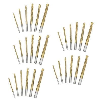 Drill Bit Set, Twist Drill Bits, Power Tool Accessories, 6Pcs Titanium Coated Carbon Steel Drill Bit Kit, 135° Split Point Straight Shank Anti-Walk Drilling Tools, Fully Ground Heat Resistant Bits