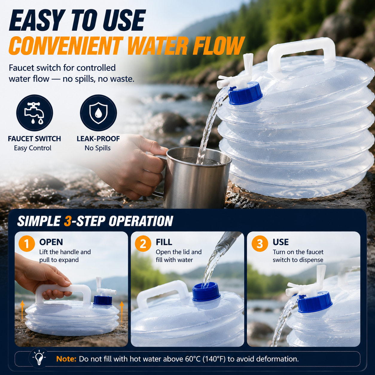 Last Day Sale | Foldable Camping Water Container 5L/10L/15L Portable Water Bucket