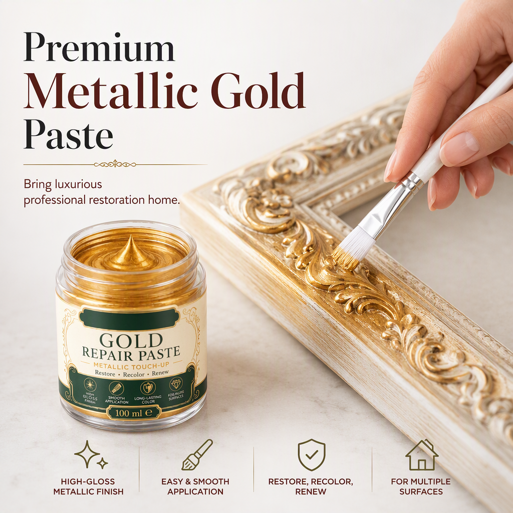 Gold Metallic Refinishing Repair Paste with Brush