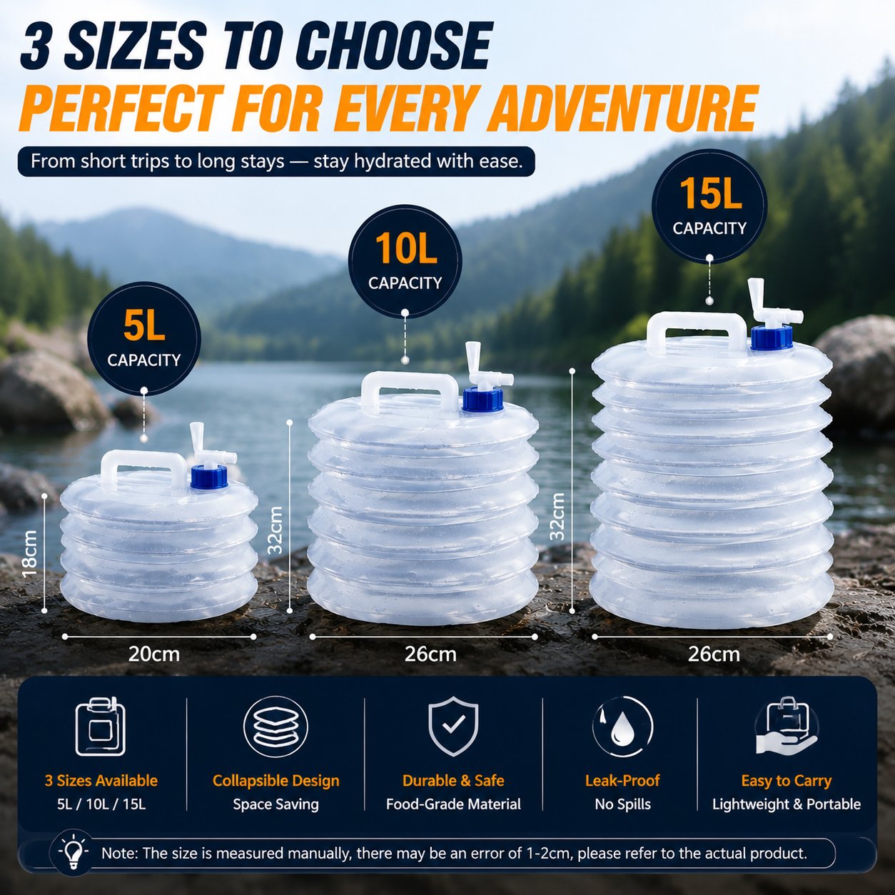 Last Day Sale | Foldable Camping Water Container 5L/10L/15L Portable Water Bucket