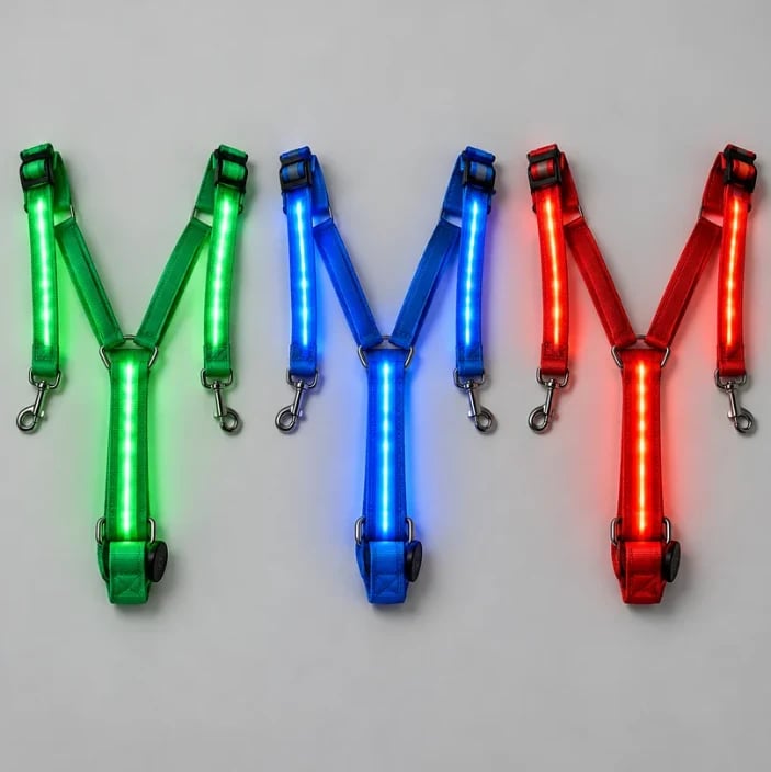 Green, Blue, and Red LED horse breastplates