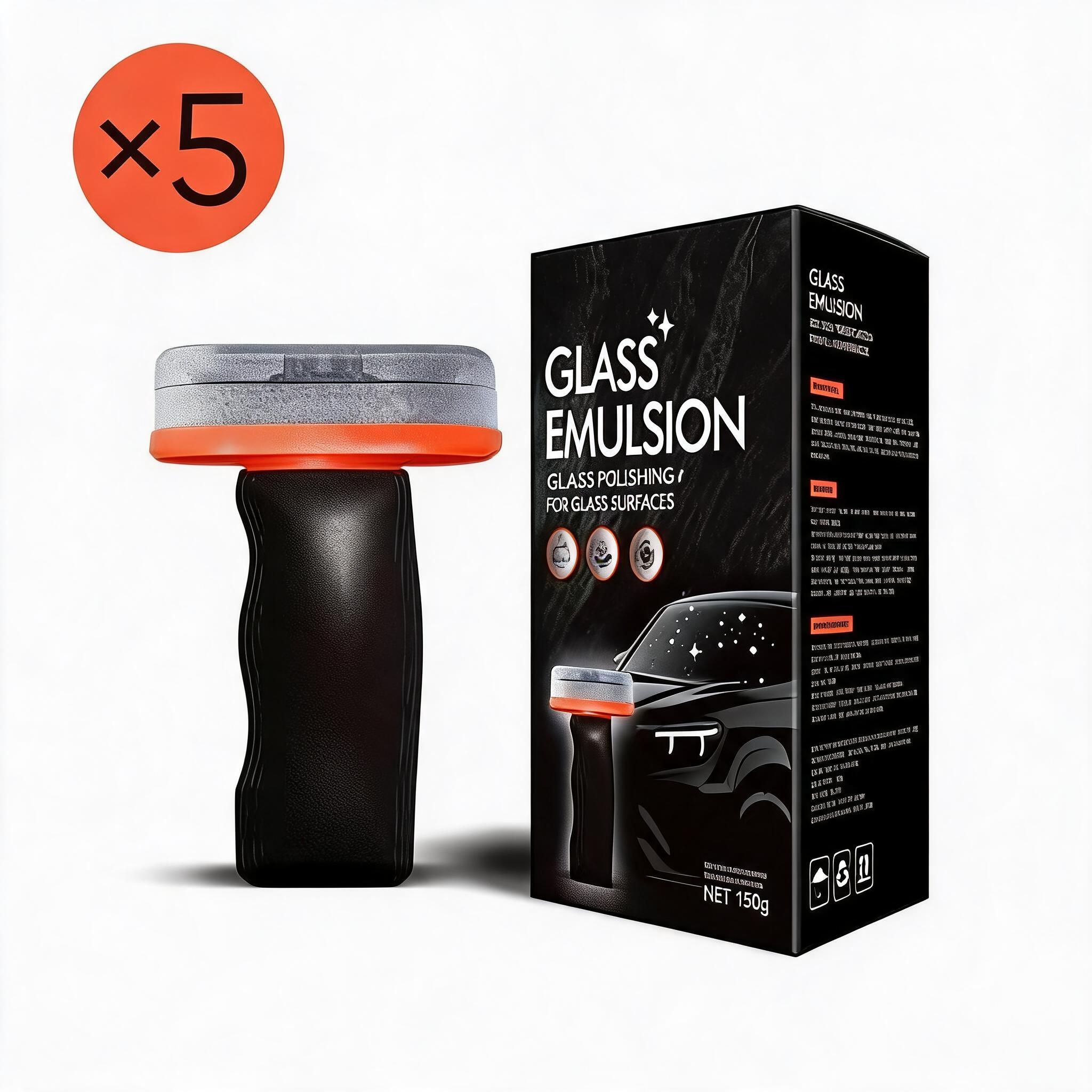 Glass Oil Film Remover for Car Windshield, Handheld Roll-On Glass Emulsion Cleaner with cleaning board, Removes Stubborn Oil Film & Grime for Improved Windshield Clarity for Safe Driving(3.5oz) (1PCS)