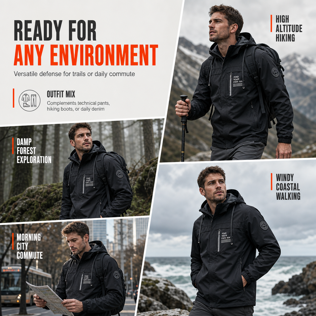 🍁🧥 Men's Outdoor Windbreaker with Detachable Hood