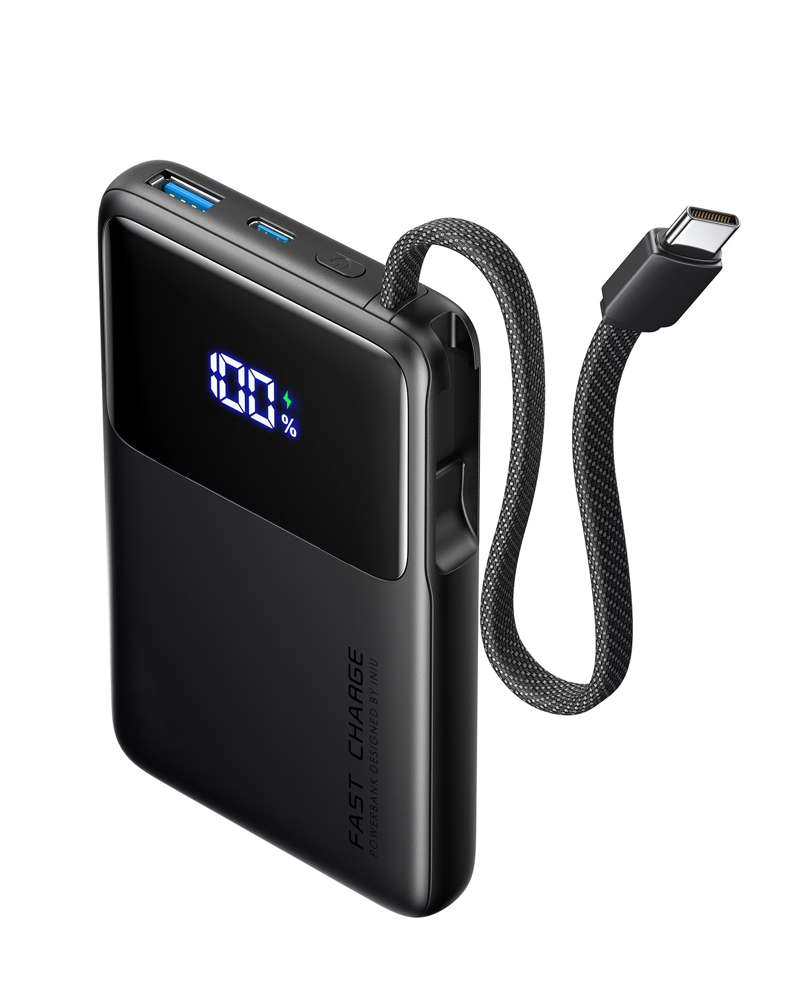 10,000 mAh Portable Power Bank with USB-C Cable, 45W Fast Portable Charger, Battery Pack with LED Display Compatible with iPhone and Android Phone,Hiking,Travel Essentials