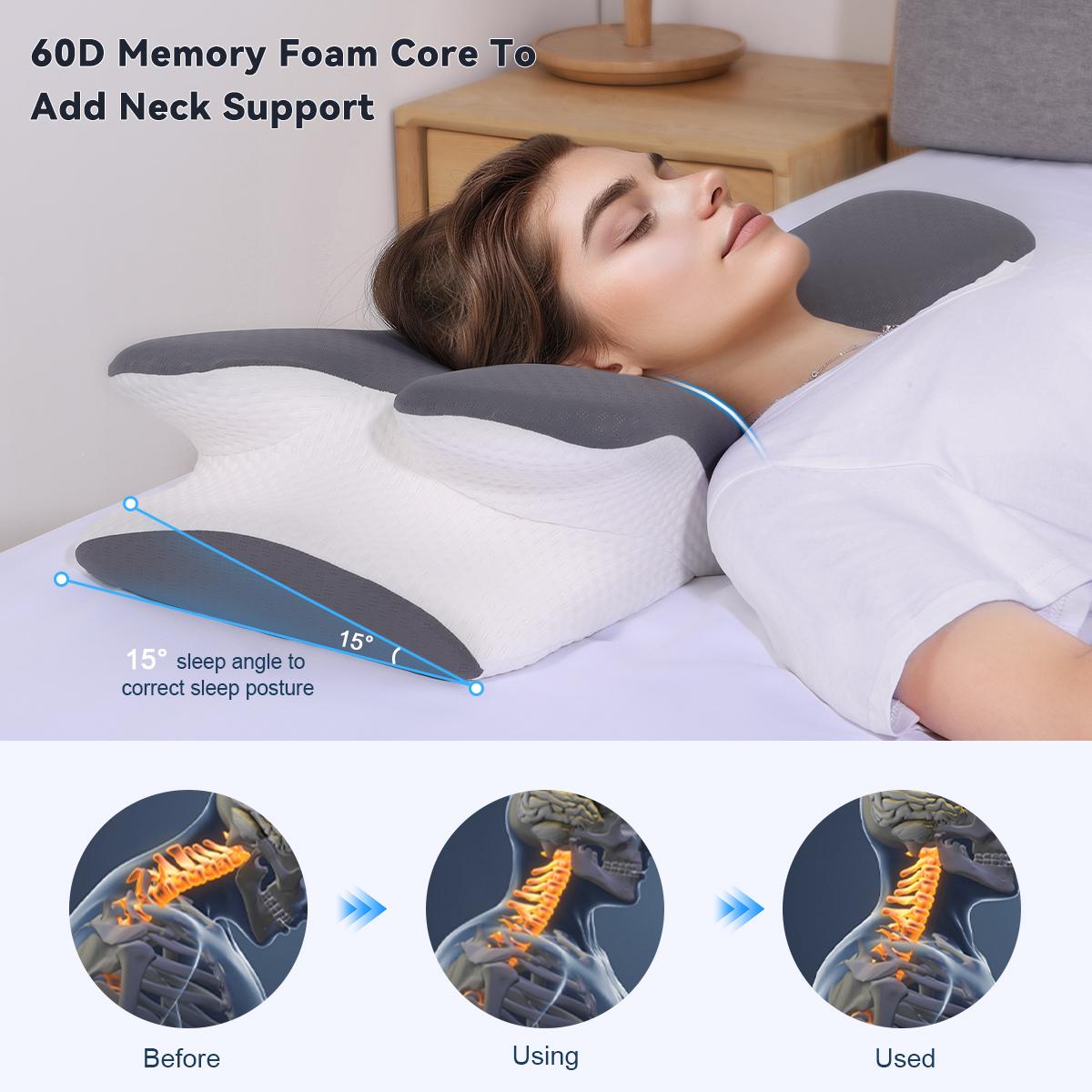 VIPfree Cooling Memory Neck Pillow, Adjustable Ergonomic Memory Foam Neck Pillows, Cervical Support, Breathable & Removable Pillowcase, Mother's Gift summerwins VIPfree Cooling Memory Neck Pillow, Adjustable Ergonomic Memory Foam Neck Pillows, Cervical Support, Breathable & Removable Pillowcase, Mother's Gift summerwins