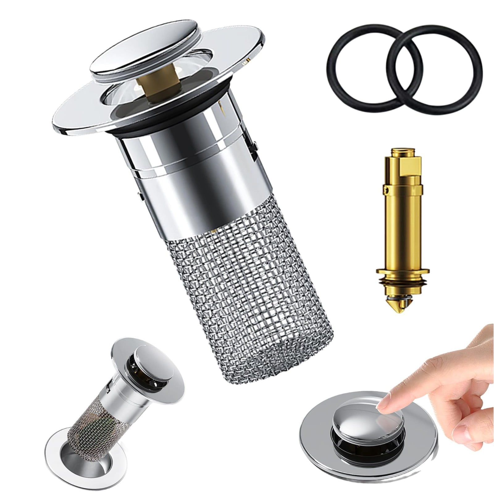 Bathroom Sink Drain Strainer Pop Up Sink Hair Catcher 3.15 Inch Removable Stainless Steel Filter Basket Sink Stopper Replacement Anti Clog Drain Filter Wash Basin Debris Capture Tool for Bathroom