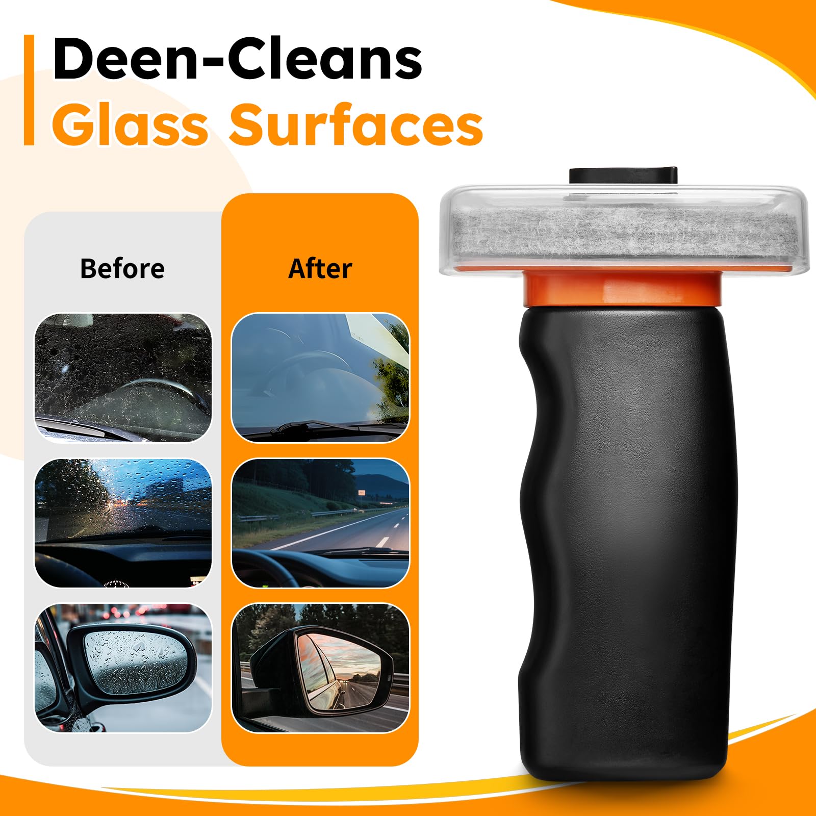 Glass Oil Film Remover for Car Windshield, Handheld Roll-On Glass Emulsion Cleaner with cleaning board, Removes Stubborn Oil Film & Grime for Improved Windshield Clarity for Safe Driving(3.5oz) (1PCS)