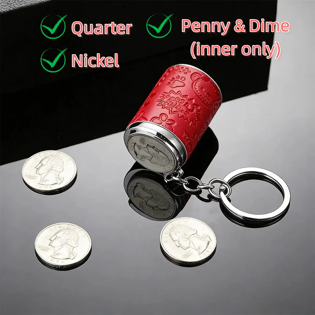 Mini Coin Bank 2-in-1 Fidget Stress Relief & Portable Coin Storage Loose Change Holder Secure Snap Closure Keychain Perfect for Daily Carry Satisfying Coin Drop Feel Piggy Bank
